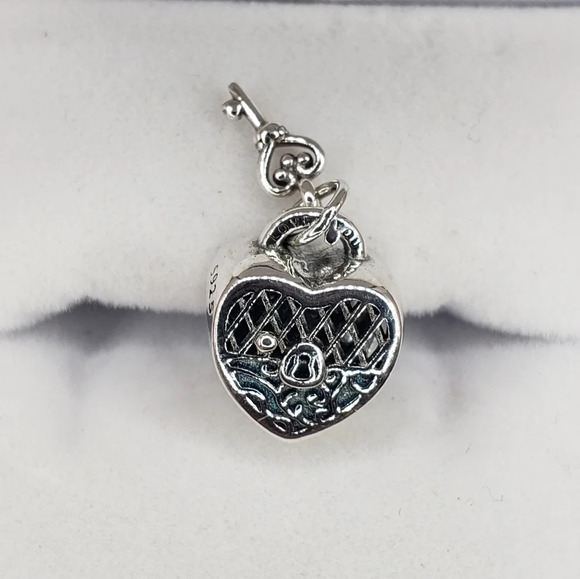 Heart Locket Bracelet Charm Sterling Silver 925 Heart Key Locket Love You - Picture 6 of 6